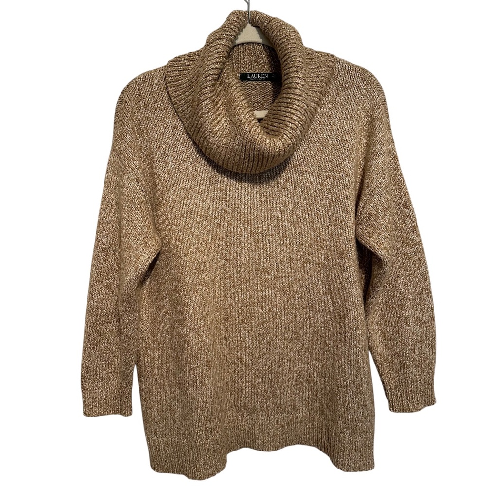 Lauren Ralph Lauren Cowl Neck Brown Sweater Size Large